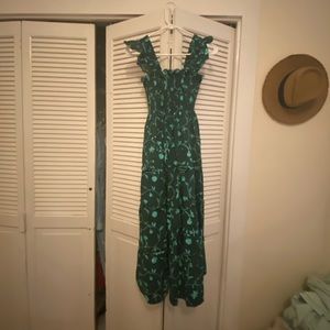EUC Hill House Home Ellie Nap Dress Emerald Botanical Poplin